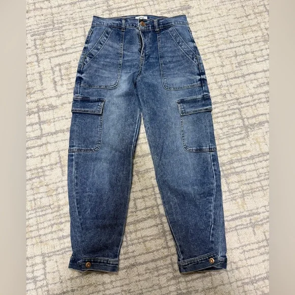 Kensie Women's Blue Cargo Jeans - Picture 1 of 3